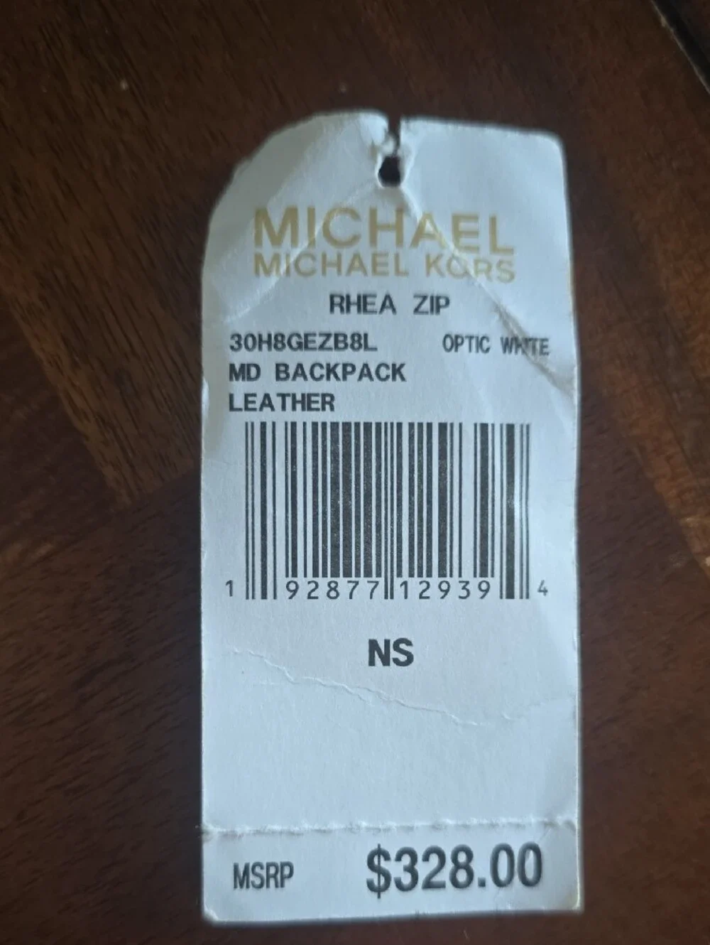 Michael Kors White Leather Mini Backpack with Gold Hardware and KORS Logo